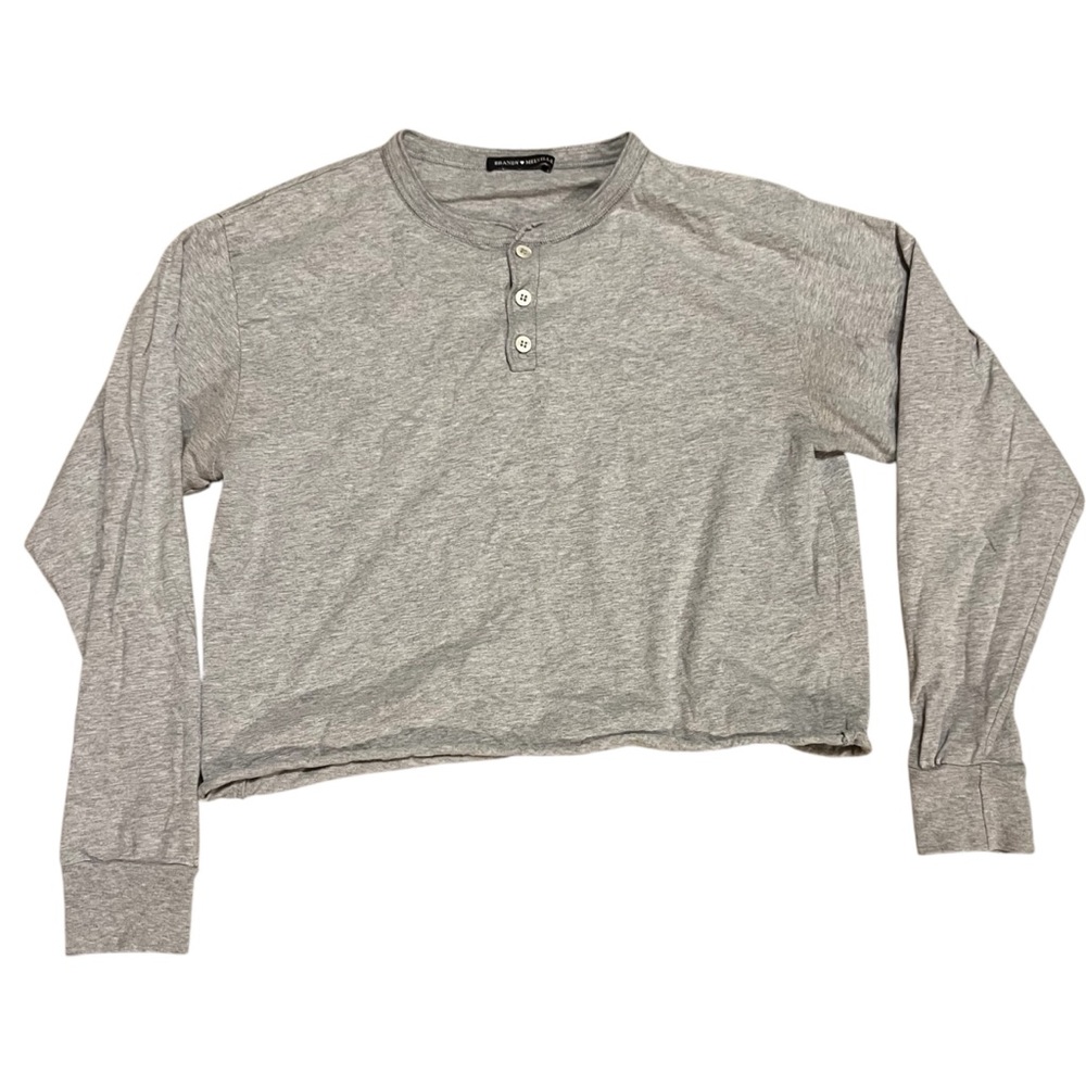 Brandy Melville Grey long sleeve Henley shirt #minimalist
